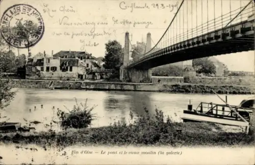 CPA Conflans-Sainte-Honorine Yvelines, Le pont et le vieux moulin, la galerie