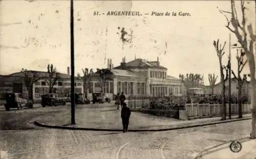 Ak Argenteuil Val d'Oise, Bahnhofsplatz