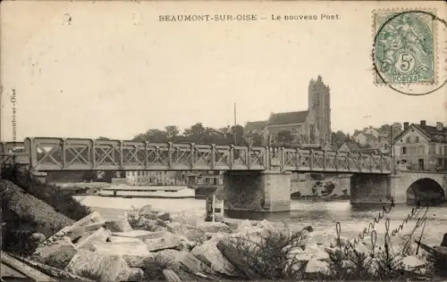 Ak Beaumont sur Oise Val d'Oise, die neue Brücke