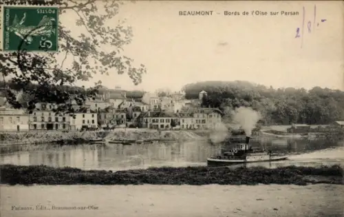Ak Beaumont sur Oise Val d'Oise, Dampfer auf der Oise