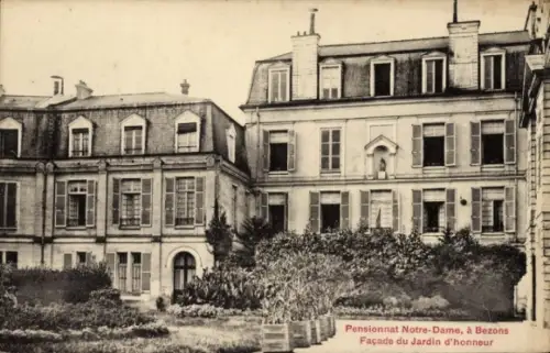 Ak Bezons Val d'Oise, Pensionnat Notre-Dame, Architektur, Garten,  