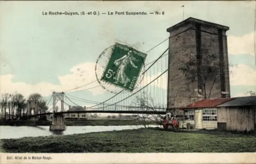 Ak Moisson La Roche-Guyon Val de Marne, Brücke, Fluss, Gebäude, Landschaft, farbige , Hotel de la