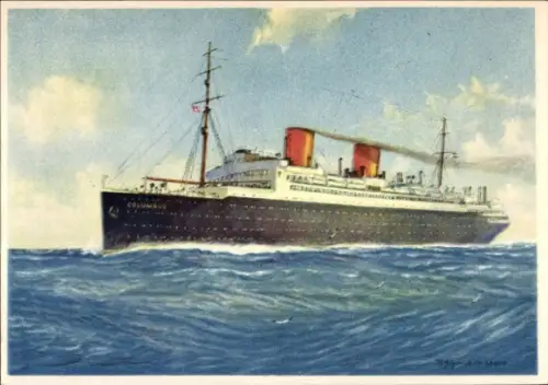 Künstler Ak Doppelschrauben-Schnelldampfer Columbus, Norddeutscher Lloyd Bremen
