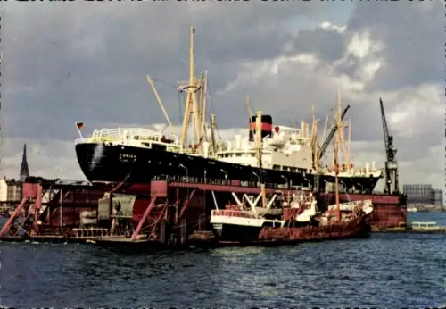 Ak Hamburg, Hafenpartie, aufgedocktes Schiff