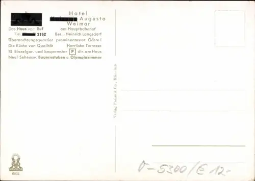 Ak Weimar in Thüringen, Hotel Augusta