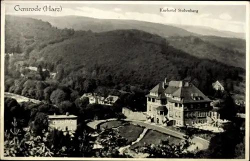 Ak Gernrode Quedlinburg im Harz, Kurhotel Stubenberg, Gernrode, Harz, Landschaft mit Bergen