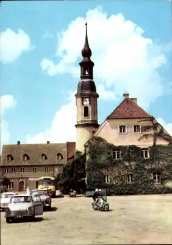Ak Weißenberg in Sachsen, Rathaus, Weißenberg, Stadtansicht,  Architektur, Wolken