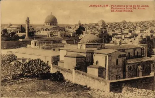 Ak Jerusalem Israel, Panorama von St. Anne, St. Anne Kirche,  Landschaft, keine Personen
