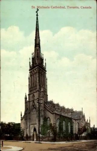Ak Toronto Ontario Kanada, St. Michaels Cathedral,  Canada, hohe Kathedrale, gotische Architektur