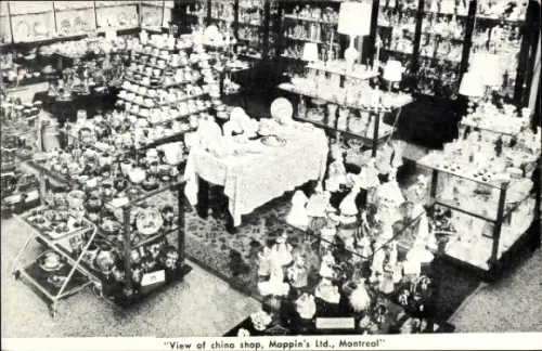 Ak Montreal Québec Kanada, Blick auf einen Porzellanladen, Mappin's Ltd.,  viele Porzellanstücke