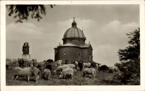 Ak Pustevny Pustevně na Radhošti Region Zlin, Kapelle, Schafherde