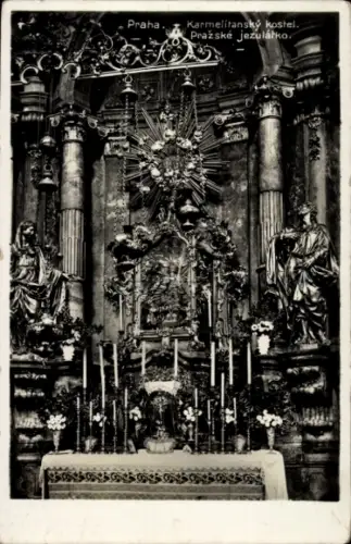 Ak Praha Prag Tschechien, Karmelitanský kostel, Pražské jezulátko, religiöse Darstellung, Altarta