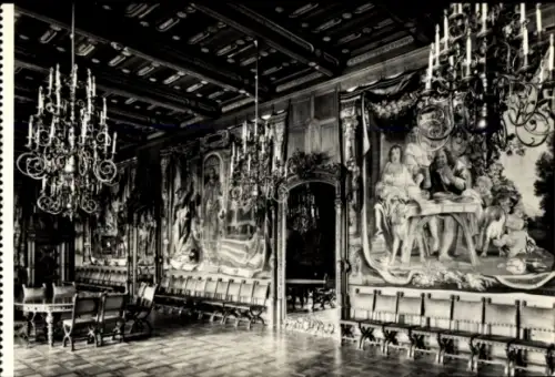 Ak Hluboká nad Vltavou Frauenberg Südböhmen, Großer Speisesaal, flämische Gobelins, Jakob Jordaen