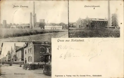 Ak Kohlscheid Herzogenrath Nordrhein Westfalen, Zeche Laurweg, Elektrizitätswerk, Weststraße