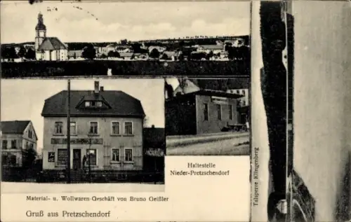 Ak Pretzschendorf Klingenberg Erzgebirge, Haltestelle Nieder-Pretzschendorf, Talsperre Klingenberg