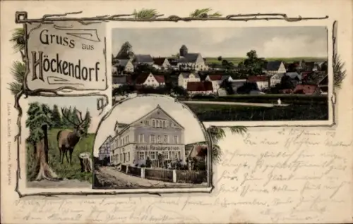 Passepartout Ak Höckendorf Klingenberg im Osterzgebirge, Gesamtansicht, Restauration Kohl