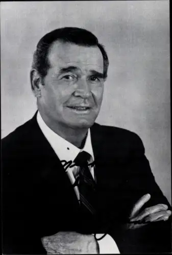 Foto Ak Schauspieler James Garner, Portrait, Autogramm, Krawatte