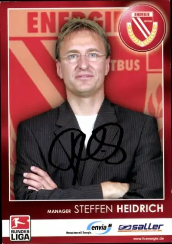 Autogrammkarte Manager Steffen Heidrich, FC Energie Cottbus, Autogramm