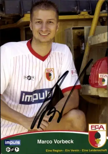 Autogrammkarte Fußballer Marco Vorbeck, FC Augsburg, Autogramm