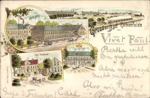 Litho Bad Rothenfelde am Teutoburger Wald, Bade-Hotel, Kurhaus, Hotel Nollmann