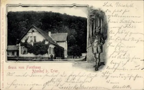 Passepartout Ak Biewer Trier an der Mosel, Forsthaus Altenhof, Jäger