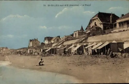 Ak Saint Gilles sur Vie Vendée, Plage