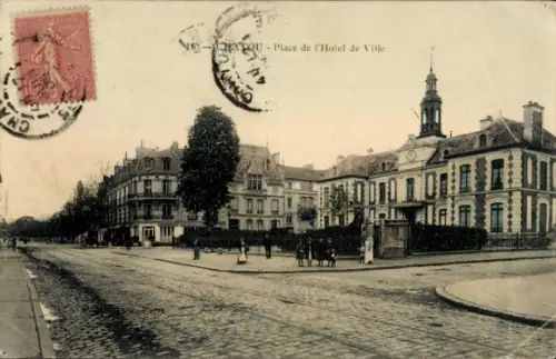 Ak Grenoble Isère, Historische Ansicht, Platz vor dem Rathaus, Poststempel