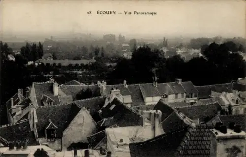 Ak Écouen Val d'Oise, Panoramablick, Dächer, Landschaft, nostalgischer Stil
