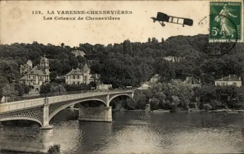 Ak La Varenne Chennevières Saint-Maur-des-Fossés Val de Marne, Les Coteaux, Flugzeug