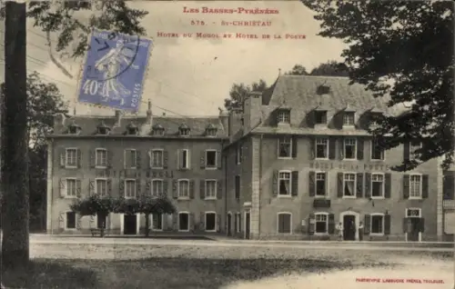 Ak Saint Christau Pyrénées Atlantiques, Hotel du Mogol, Hotel de la Poste
