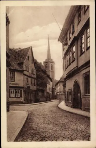 Ak Erfurt in Thüringen, mittelalterliche Straße, Kirche, Häuser,  Architektur