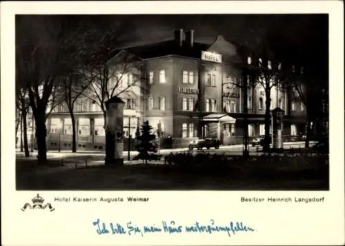 Ak Weimar in Thüringen, Hotel Kaiserin Augusta