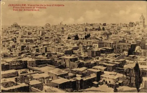 Ak Jerusalem Israel, Ansicht von  Turm von Antonia, alte Architektur,  Stadt