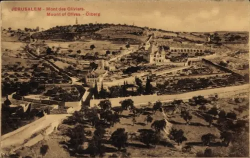 Ak Jerusalem Israel, Panoramablick auf den Ölberg