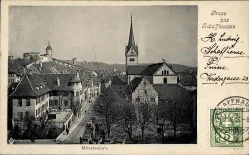 Ak Schaffhausen am Rhein Schweiz, Münsterplatz, Gruss aus  H. Ludwig, 