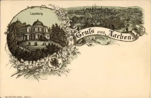 Vorläufer Litho Aachen, Blick zum Lousberg, Panorama, 1892