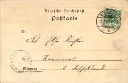 Litho Rosswein Roßwein in Sachsen, Panorama, Gasthaus Stadt Leipzig