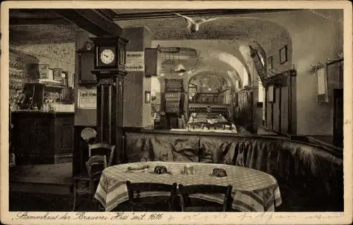Ak Darmstadt in Hessen, Brauerei-Ausschank Hess, Innenansicht
