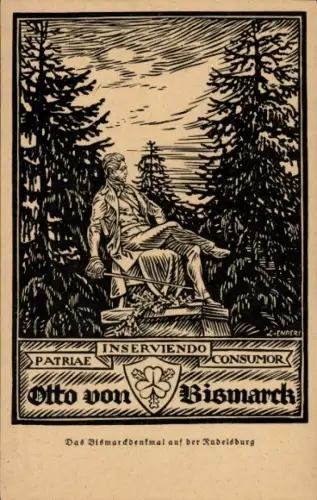 Künstler Ak Enders, Bad Kösen Naumburg a.d. Saale, Bismarckdenkmal Rudelsburg, Deutsche Corpszeitung