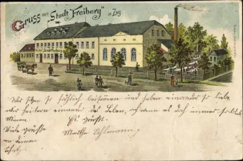 Litho Zug Freiberg in Sachsen, Gasthaus Stadt Freiberg