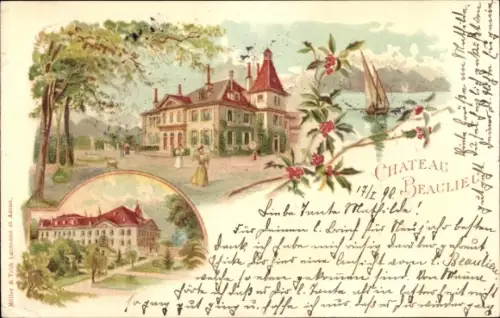 Litho Lausanne Kanton Waadt, Chateau Beaulieu