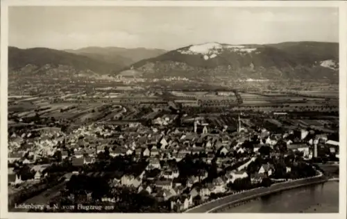Ak Ladenburg am Neckar Baden, Fliegeraufnahme