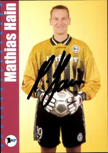 Autogrammkarte Fußballer Mathias Hain, DSC Arminia Bielefeld, Autogramm