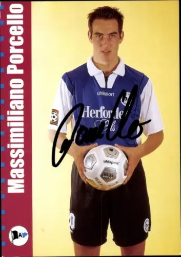 Autogrammkarte Fußballer Massimiliano Porcello, DSC Arminia Bielefeld, Autogramm