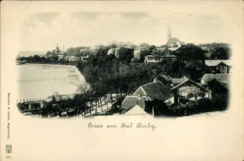 Ak Ostseebad Borby Eckernförde, Panorama, Kirche