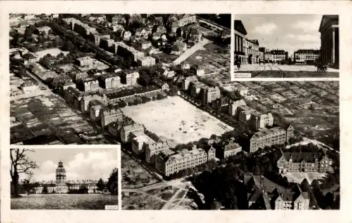 Ak Karlsruhe in Baden, Schloss, Marktplatz, Fliegeraufnahme