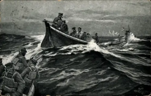 Ak Seenotrettung, Rettungsboot, Kaiserliche Marine