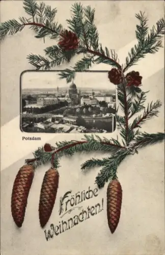 Passepartout Ak Potsdam, Panorama, Fröhliche Weihnachten