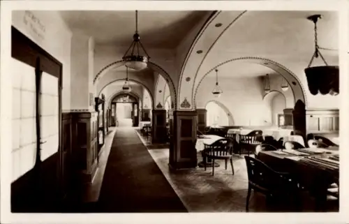 Ak Karpacz Krummhübel Riesengebirge Schlesien, Berghotel Teichmannbaude, Lesehalle