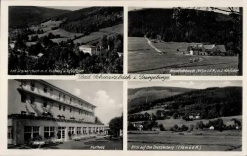 Ak Czerniawa Zdrój Bad Schwarzbach Isergebirge Schlesien, Bad Schwarzbach m.d. Kurhaus, Brandh...